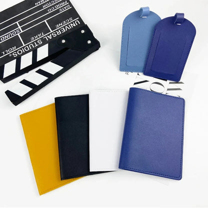 Free Custom Name Passport Cover Luggage Tag Set Fashion Soomth PU Leather Ticket Passport Holder Personalize Travel Purse
