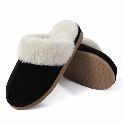 Kidmi Winter Women Fuzzy Slippers Classic Brand Fluffy House Shoes Indoor Warm Suede Cozy Slippers Casual Non-slip Cotton Shoes