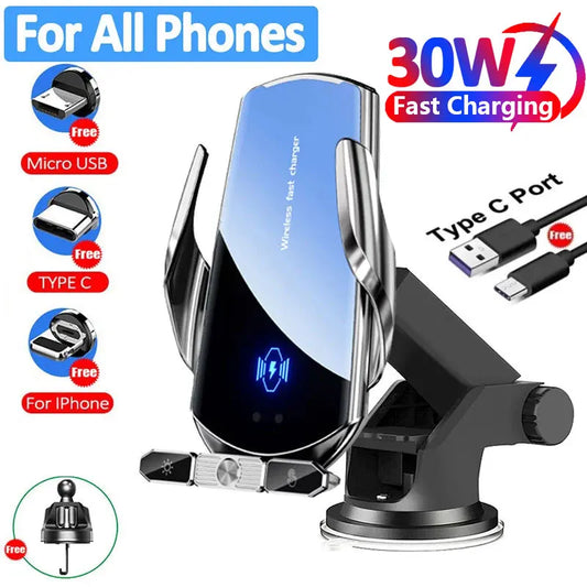 15W Car Wireless Charger Stand for iPhone 16 15 14 13 12 Pro Max Samsung 3 in 1 Magnetic Adapters Phone  Fast Charging Chargers