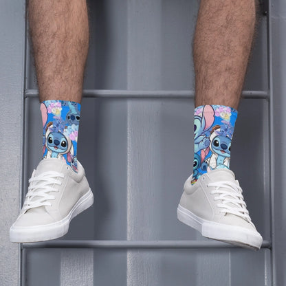 Cartoon Stitch Printed Men's Socks Soft and Comfortable Socks Novelty Harajuku Funny Street Hip-Hop Socks Party Holiday Gifts