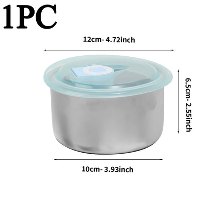Round Leak-proof Lunch Box with Cover Stainless Steel Food Preservation Box Heat Resistant Sealed Food Storage Tank Tableware