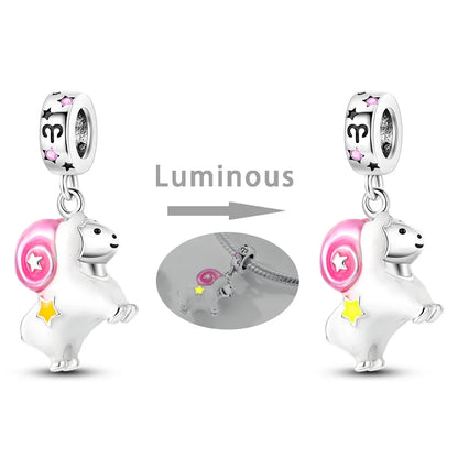 Zodiac Signs Original Charms 925 Sterling Silver Glow in Dark Pendants Beads Fit Bracelet DIY Jewelry Birthday Gift for Women