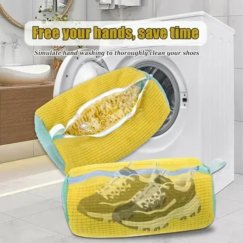 Washing Shoes Machine Bag Slippers Laundry Bag Net for Cleaning Shoes Washable Overshoes Sneakers Kit Soft Bristle Shoe Brush