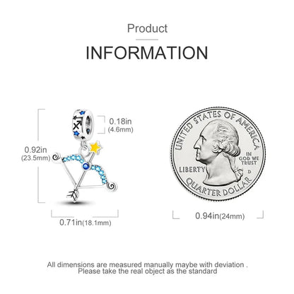 Zodiac Signs Original Charms 925 Sterling Silver Glow in Dark Pendants Beads Fit Bracelet DIY Jewelry Birthday Gift for Women