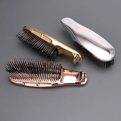 Japanese Premium Head Massager Scalp Brush Hair Massager Shampoo Brush Wet Plastic Detangling Brush Hair Cleaning Comb Rose Gold