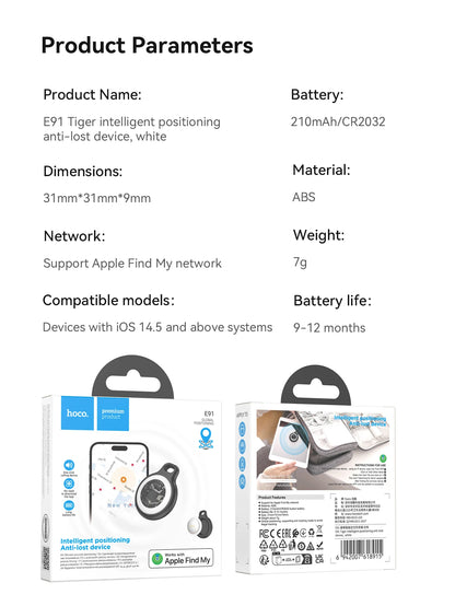 E91 Airtag Bluetooth GPS Smart Trackers Finder intelligent positioning Pet Dog Car key Wallet anti-lost device Find my