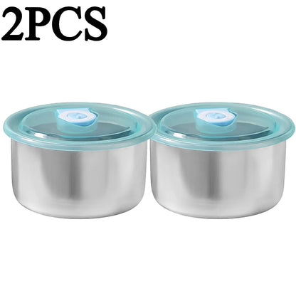 Round Leak-proof Lunch Box with Cover Stainless Steel Food Preservation Box Heat Resistant Sealed Food Storage Tank Tableware