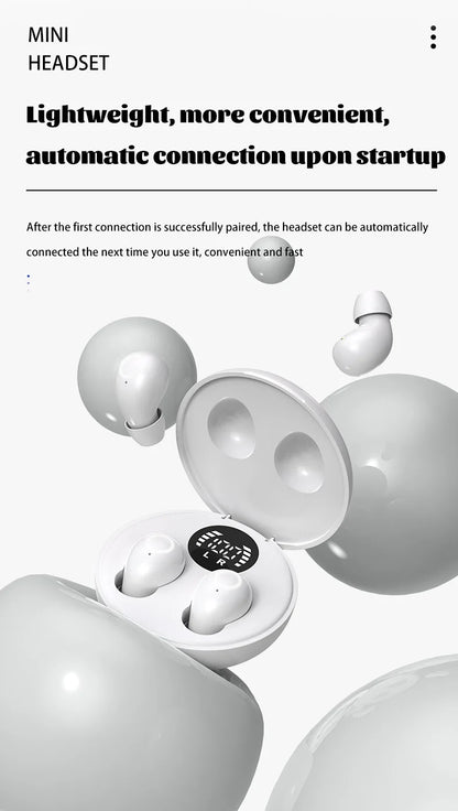 SK31 Mini Invisible Headphones Wireless Bluetooth 5.4 Headphones Bass Sleeping Headphones with Microphone Noise Cancellation HD
