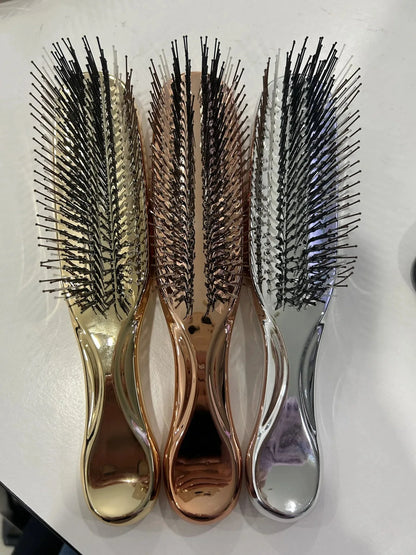 Japanese Premium Head Massager Scalp Brush Hair Massager Shampoo Brush Wet Plastic Detangling Brush Hair Cleaning Comb Rose Gold