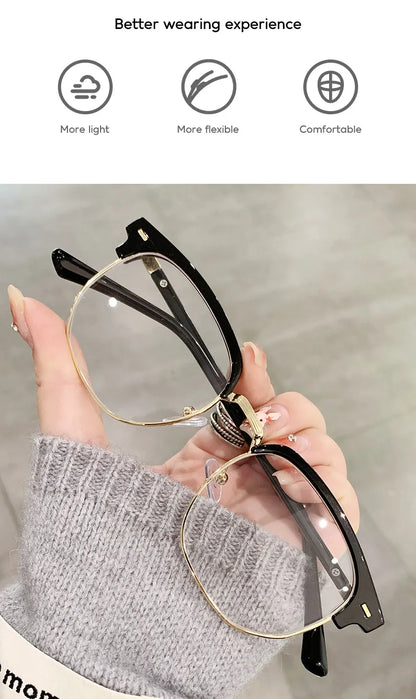 XJiea 2024 Photochromic Anti-blue Light Glasses Men Fashion Rectangle Semi Rimless Eyewear For Women Office Computer Goggle