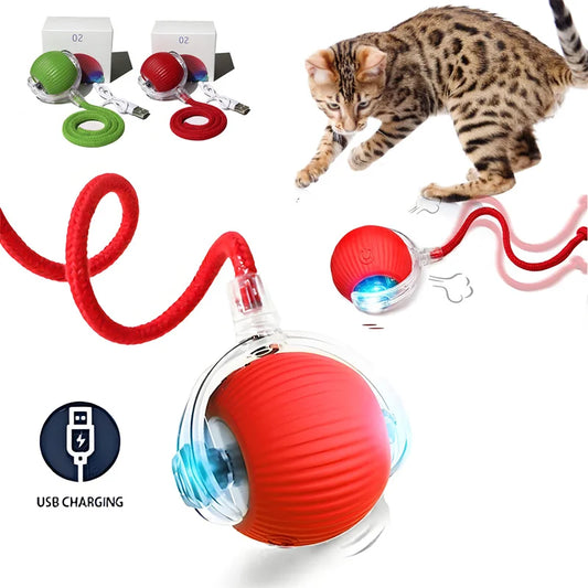 Interactive Cat Toys Ball Automatic Rolling Rechargeable Smart Obstacle Avoid Running Toys for Energetic Indoor Cats