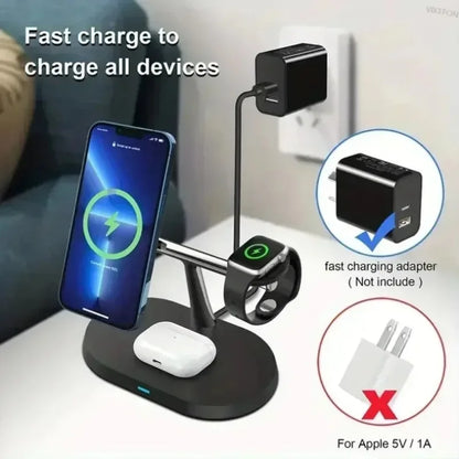 Phone Wireless Charger Desktop 3 IN 1 Magnetic For Magsafe iPhone 16 15 14 13 12 Samsung Apple/Galaxy Watch Fast Charging Dock