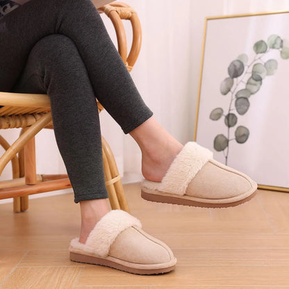 Kidmi Winter Women Fuzzy Slippers Classic Brand Fluffy House Shoes Indoor Warm Suede Cozy Slippers Casual Non-slip Cotton Shoes