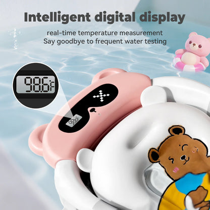 Baby Tub With Soft Cushion And Thermometer Foldable Baby Bathtub With Drain Hole Durable Foldable Baby Bath Tub Newborn To Toddl