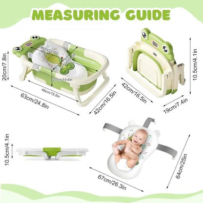 Eco-friendly Baby Bath with Temperature Indicator,Foldable Baby Bathtub for Newborn Baby Bath Tub,Infant Bath Tub with bath mat