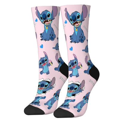 Cartoon Stitch Printed Men's Socks Soft and Comfortable Socks Novelty Harajuku Funny Street Hip-Hop Socks Party Holiday Gifts