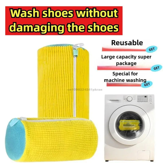 Washing Shoes Machine Bag Slippers Laundry Bag Net for Cleaning Shoes Washable Overshoes Sneakers Kit Soft Bristle Shoe Brush