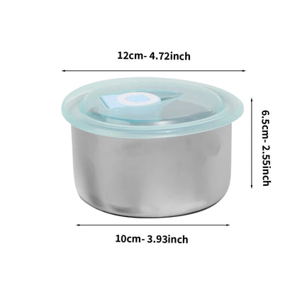 Round Leak-proof Lunch Box with Cover Stainless Steel Food Preservation Box Heat Resistant Sealed Food Storage Tank Tableware