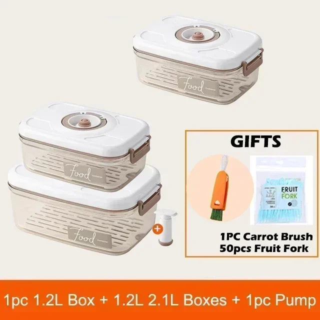 Vacuum Sealed Food Storage Box, Clear Fresh-Keeping Box, Capacity Food Dispenser, Transparent Container with Vacuum Pump