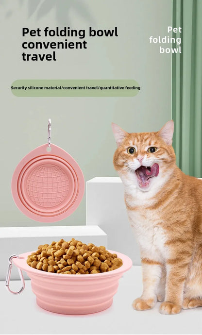 Collapsible Pet Silicone Dog Food Water Bowl  Color Outdoor Travel Portable Folding Supplies Dishes with Carabiner