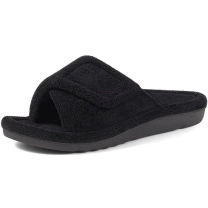Litfun Women Fuzzy House Slippers Orthopedic Plush Slide With Arch Support Non-slip Furry Bedroom Slide Open Toe Fur House Shoes