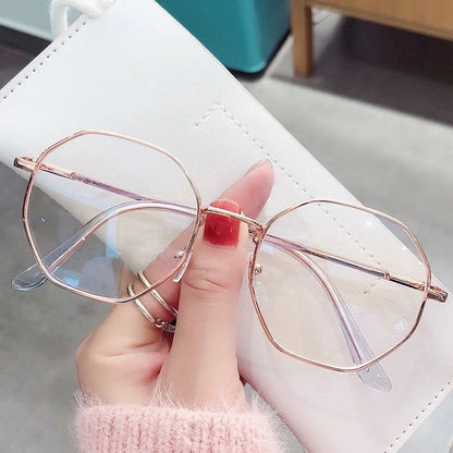 Fashion Ultra-Light Polygon Frame Anti-blue Light Glasses Unisex Reading Eyewear UV400 Shades Flat Mirror Eyeglasses