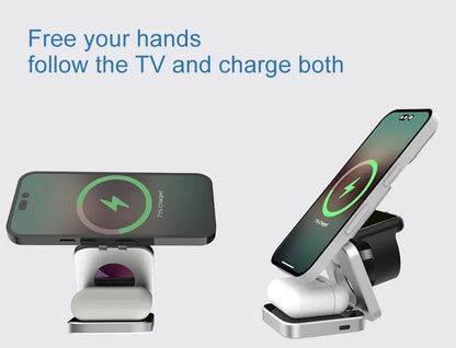 30W 3 In 1 Magnetic Wireless Charger Stand Pad for iPone 15 14 13 12 Pro Max Airpods Pro iWatch 8 7 6 Fast Charging Dock Station