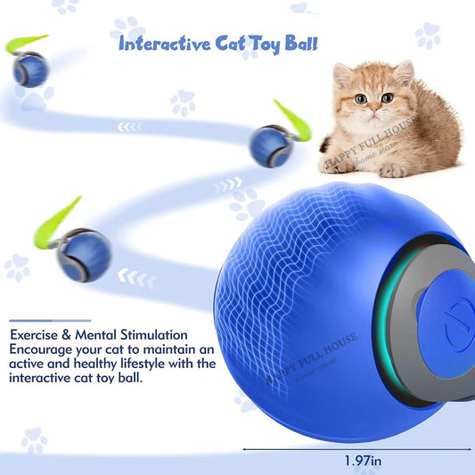 Smart Interactive Cat Toy Balls, Speedy Tail 2.0 Cat Toys, 2 Speed Adjustment Automatic Moving Ball with Replacement Tail