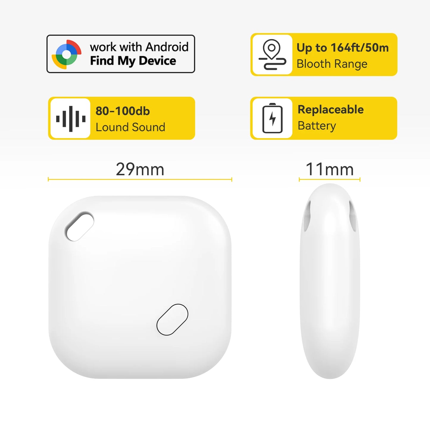 Smart Tracker Tag for Android device Google Find Hub App air tag Key Finder pet/bag tracker Google Certified Bluetooth Finder