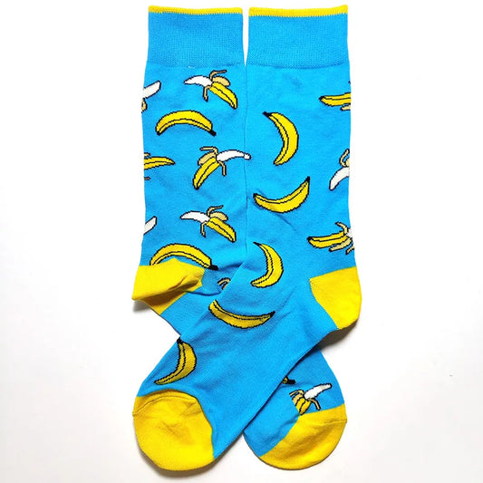 58 Style Food Theme Men Cartoon Socks Cotton Fruit Banana beer coffee bean doughnut sandwich hamburger sushi ice crea Long Socks