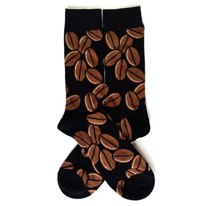 58 Style Food Theme Men Cartoon Socks Cotton Fruit Banana beer coffee bean doughnut sandwich hamburger sushi ice crea Long Socks