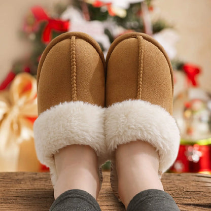 Kidmi Winter Women Fuzzy Slippers Classic Brand Fluffy House Shoes Indoor Warm Suede Cozy Slippers Casual Non-slip Cotton Shoes