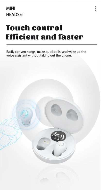 SK31 Mini Invisible Headphones Wireless Bluetooth 5.4 Headphones Bass Sleeping Headphones with Microphone Noise Cancellation HD