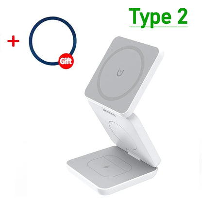 30W 3 In 1 Magnetic Wireless Charger Stand Pad for iPone 15 14 13 12 Pro Max Airpods Pro iWatch 8 7 6 Fast Charging Dock Station