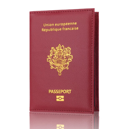 France Travel Passport Holder Case, Leather Fashion French Passport Cover Case Wallet for Men Women