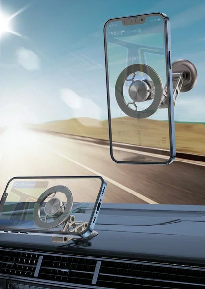 Magnetic Car Wireless Charger for iPhone 15 14 Pro Max Car Phone Holder 360 Rotation Metal Foldable Charging Stand for Samsung