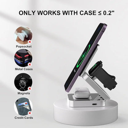 30W 3 In 1 Magnetic Wireless Charger Stand Pad for iPone 15 14 13 12 Pro Max Airpods Pro iWatch 8 7 6 Fast Charging Dock Station