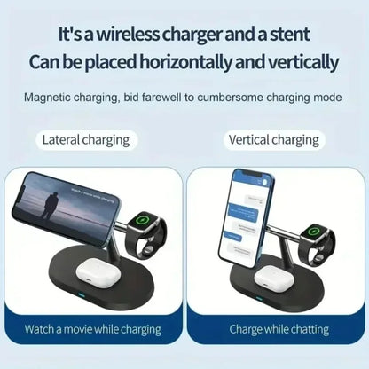 Phone Wireless Charger Desktop 3 IN 1 Magnetic For Magsafe iPhone 16 15 14 13 12 Samsung Apple/Galaxy Watch Fast Charging Dock