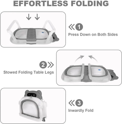 Eco-friendly Baby BathTub with Bath Cushion,Foldable Bathtub Portable with Temperature Indicator Infant Tub for 0-36 Months Baby