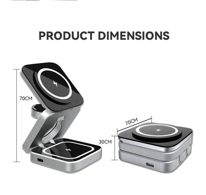 30W 3 In 1 Magnetic Wireless Charger Stand Pad for iPone 15 14 13 12 Pro Max Airpods Pro iWatch 8 7 6 Fast Charging Dock Station