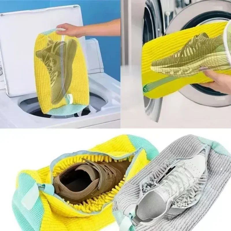 Washing Shoes Machine Bag Slippers Laundry Bag Net for Cleaning Shoes Washable Overshoes Sneakers Kit Soft Bristle Shoe Brush