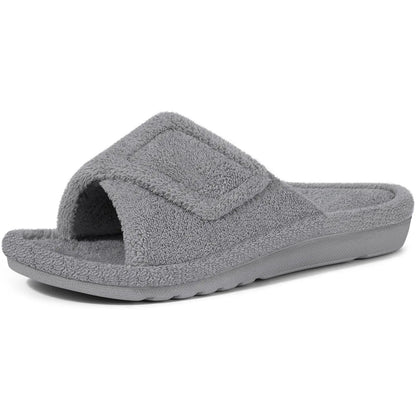 Litfun Women Fuzzy House Slippers Orthopedic Plush Slide With Arch Support Non-slip Furry Bedroom Slide Open Toe Fur House Shoes