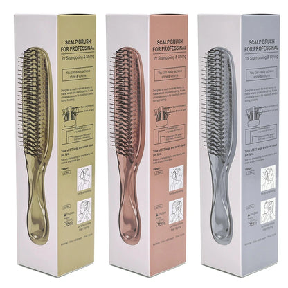 Japanese Premium Head Massager Scalp Brush Hair Massager Shampoo Brush Wet Plastic Detangling Brush Hair Cleaning Comb Rose Gold