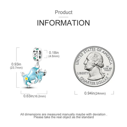 Zodiac Signs Original Charms 925 Sterling Silver Glow in Dark Pendants Beads Fit Bracelet DIY Jewelry Birthday Gift for Women