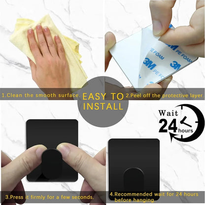 Wall Adhesive Towel Hooks Heavy Duty Stick on Wall Hooks Hanging Clothes Hats Bathroom Kitchen 304 Stainless Steel Hanger Hook